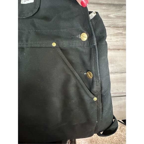 Carhartt Men Quilted Leg Lined Warm Bib Overalls Black Biberalls 40 x 29 - Picture 8 of 15